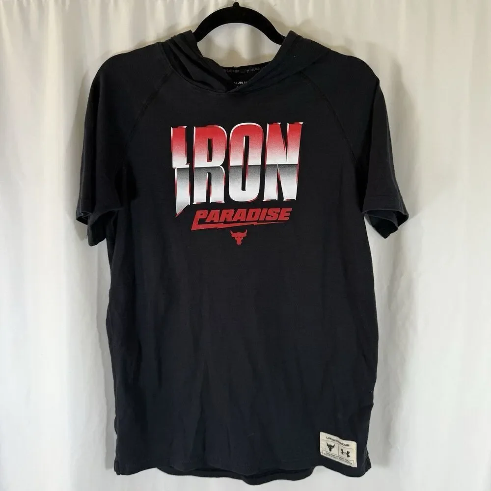 Iron Paradise Under Armour Hoodie Youth XL Black Short Sleeve 100% Cotton